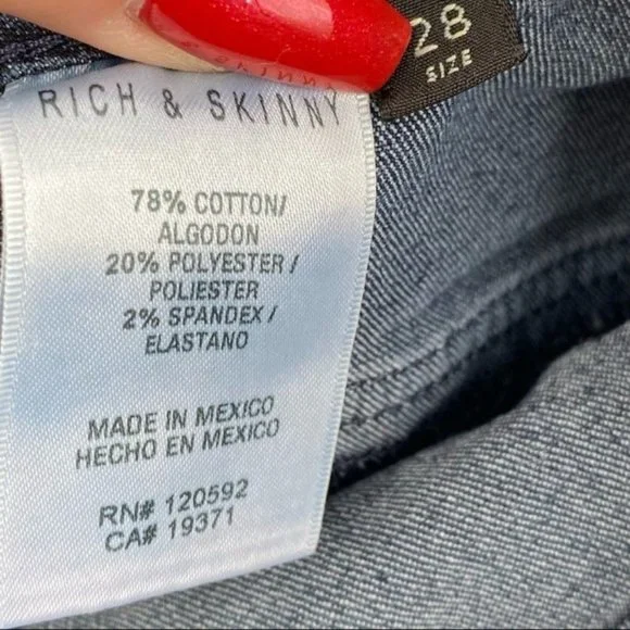 Rich & Skinny Skinny Jeans in Carly Blue Lower Rise Stretch Dark Wash Sz 28 - Picture 6 of 8